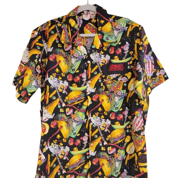Angel's Diner Retro Mens Large 100% Cotton Retro Y2K Food Shirt PRE-OWNED - Picture 1 of 6